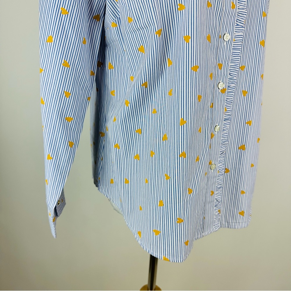 Talbots Ruffle Striped Heart Print Button Down Sh… - image 8